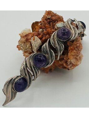 Vintage Mexico Sterling Silver & Amethyst Bracelet R193